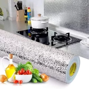 Kitchen Oil Proof Waterproof Sticker Aluminum Foil Kitchen Stove Cabinet Stickers Self Adhesive Wallpapers DIY Wall Stickers ( 61cm x 1.5 Meter )